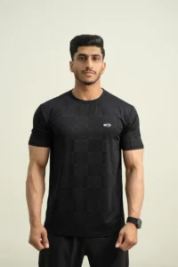 Black Graphic Tee | Textured Streetwear T-Shirt