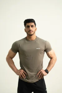 FitStream Tee – Light Brown Performance Mesh T-Shirt